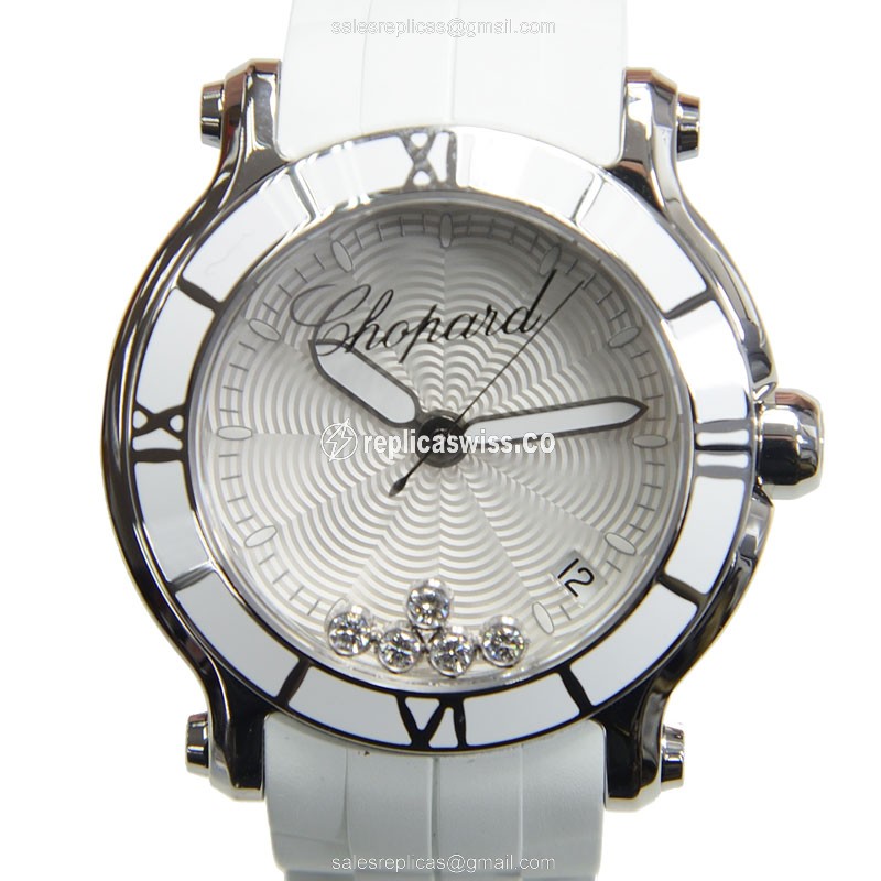 Chopard Happy Sport Quartz - Silver Dial - White Rubber - Buckle Clasp